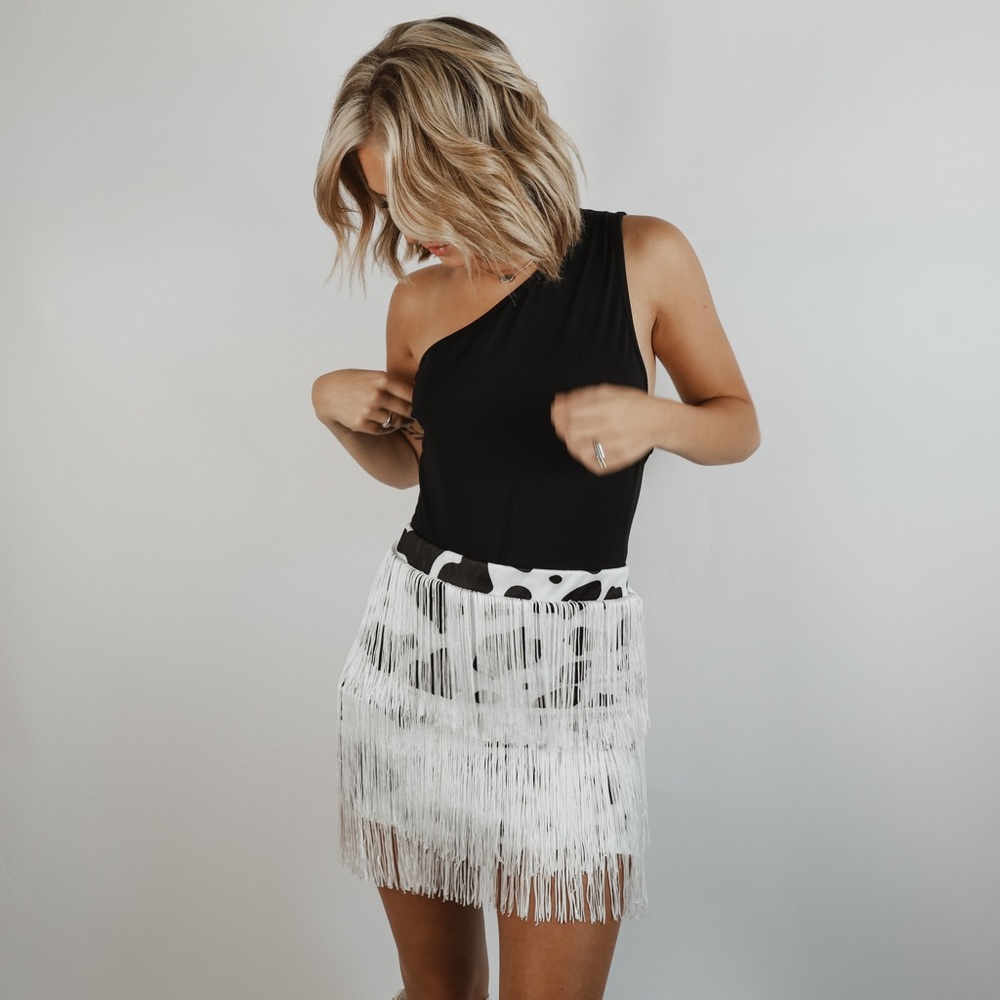 New Black One Shoulder Strappy Bodysuit
